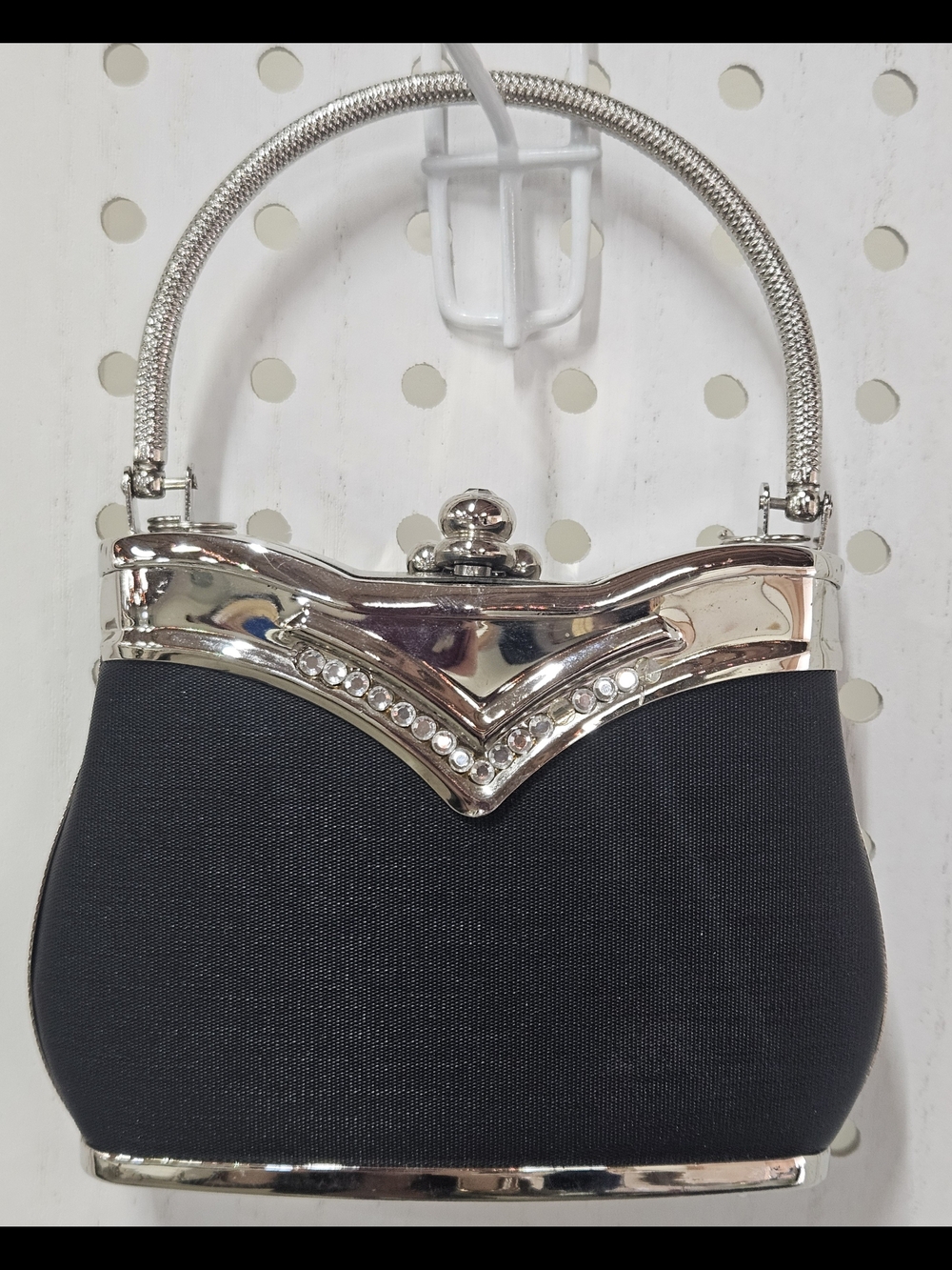 Source Unknown Black Evening Clutch with Silver Accents